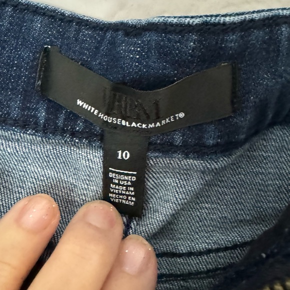 White House Black Market Denim Pencil Skirt Front Slit, Zipper Close Size 10 - Picture 7 of 10